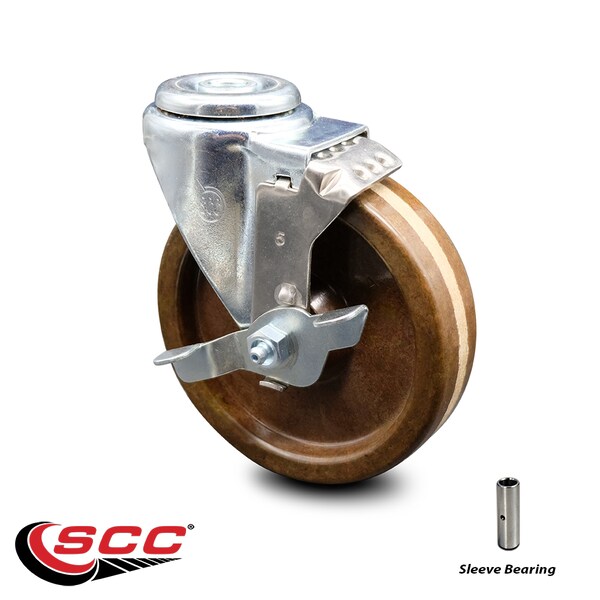 5 Inch High Temp Phenolic Wheel Swivel Bolt Hole Caster with Brake SCC